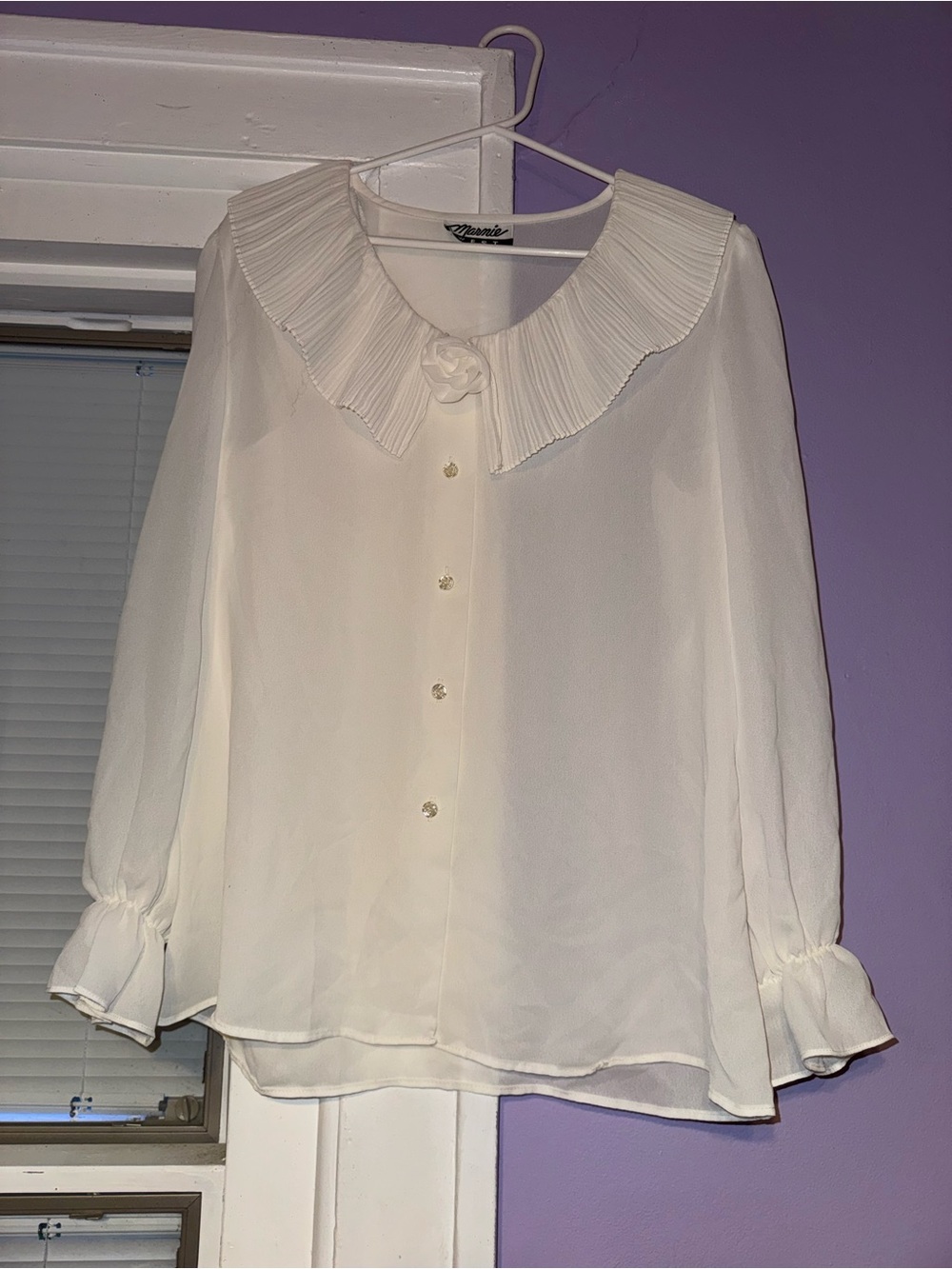 Vintage Marni Cream Pleated Collar Silk Blouse